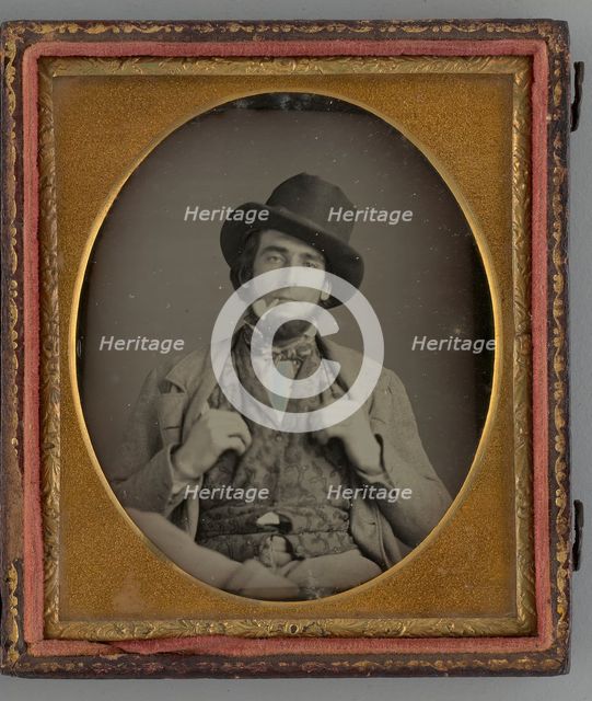Untitled (Portrait of a Man with Hat and Pipe), 1853. Creator: Unknown.