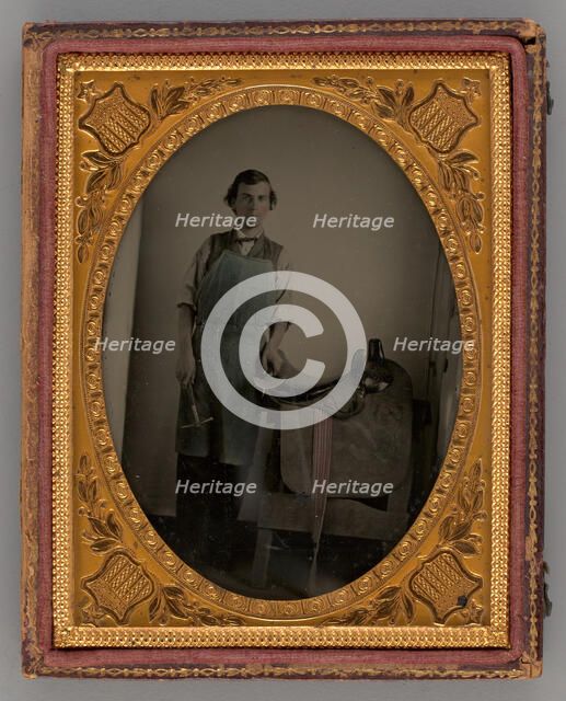 Untitled (Portrait of a Saddle Maker), 1865. Creator: Unknown.