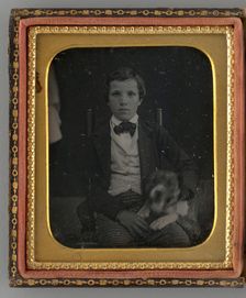 Untitled (Portrait of a Seated Boy with a Dog), 1859. Creator: Unknown