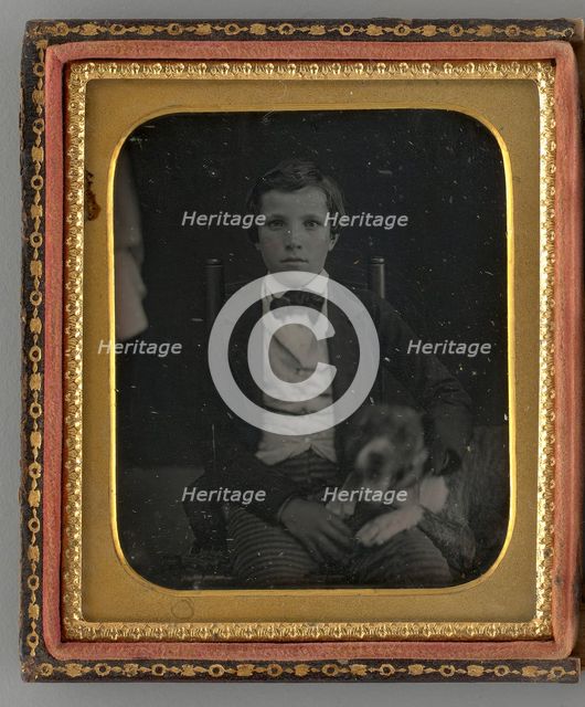 Untitled (Portrait of a Seated Boy with a Dog), 1859. Creator: Unknown.