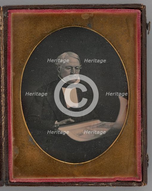 Untitled (Portrait of a Seated Man Holding a Map), 1847. Creator: Marcus Aurelius Root.