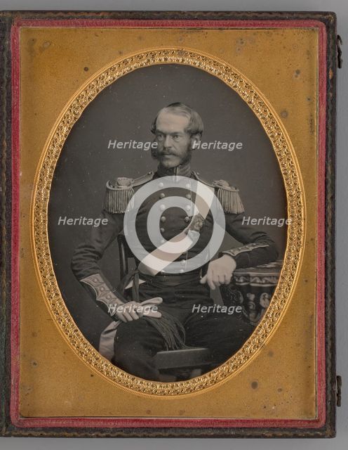 Untitled (Portrait of a Seated Man in Military Uniform), 1858. Creator: Unknown.