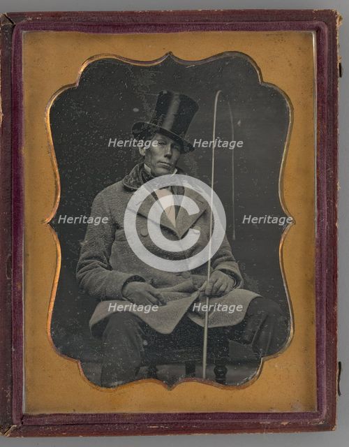 Untitled (Portrait of a Seated Man Wearing a Top Hat), 1848. Creator: Unknown.