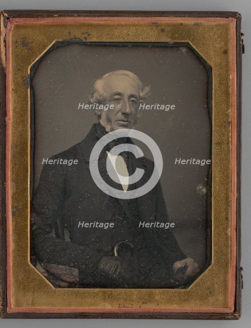 Untitled (Portrait of a Seated Man Wearing an Ascot Tie), 1847. Creator: Marcus Aurelius Root.