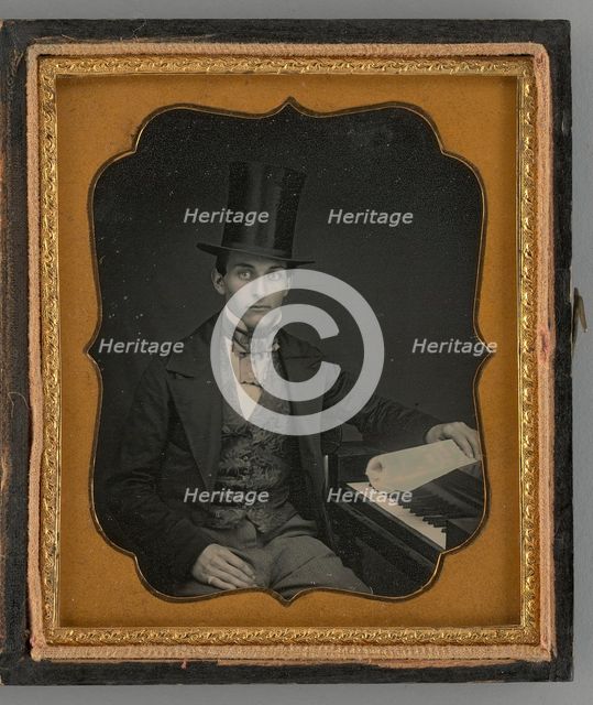 Untitled (Portrait of a Seated Man with a Top Hat), 1855. Creator: Unknown.