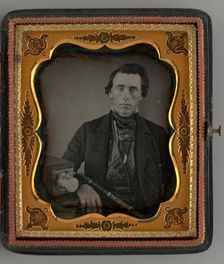 Untitled (Portrait of a Seated Man with a Camera), 1853. Creator: Unknown