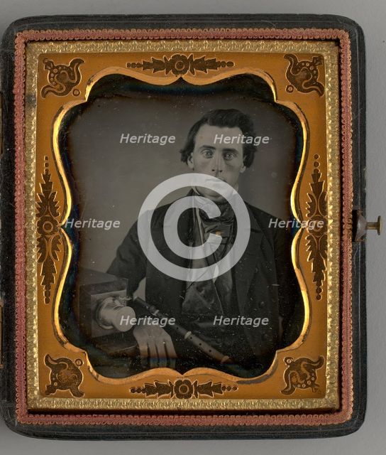 Untitled (Portrait of a Seated Man with a Camera), 1853. Creator: Unknown.