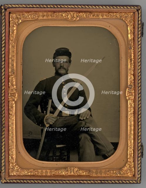 Untitled (Portrait of a Seated Soldier with Sabre), 1862. Creator: Samuel J. Miller.