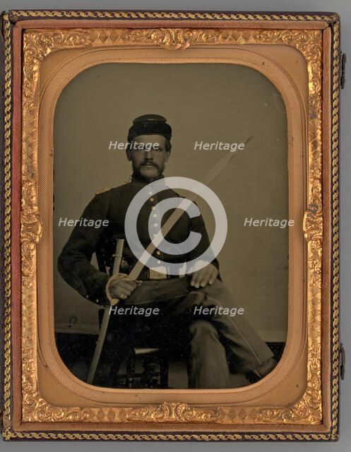 Untitled (Portrait of a Seated Soldier with Sabre), 1862. Creator: Samuel J. Miller.