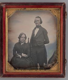 Untitled (Portrait of a Seated Woman and a Standing Man), 1850s. Creators: Albert Sands Southworth, Josiah Johnson Hawes
