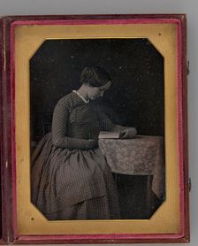 Untitled (Portrait of a Seated Woman, Reading), 1845. Creator: Unknown