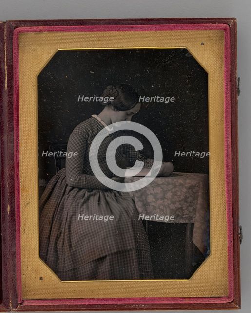 Untitled (Portrait of a Seated Woman, Reading), 1845. Creator: Unknown.