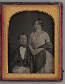 Untitled (Portrait of a Standing Woman and a Seated Man), 1847. Creator: Unknown