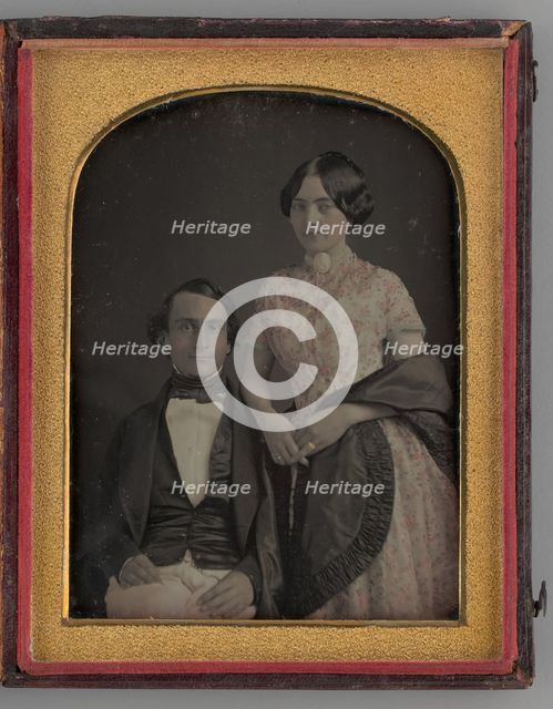 Untitled (Portrait of a Standing Woman and a Seated Man), 1847. Creator: Unknown.