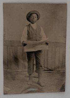 Untitled (Portrait of a Standing Man Holding a Newspaper), 1875. Creator: Unknown