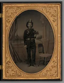 Untitled (Portrait of a Standing Man Wearing a Fireman's Uniform), 1865. Creator: Unknown
