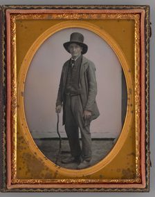 Untitled (Portrait of a Standing Man with Top Hat), 1855. Creator: Unknown