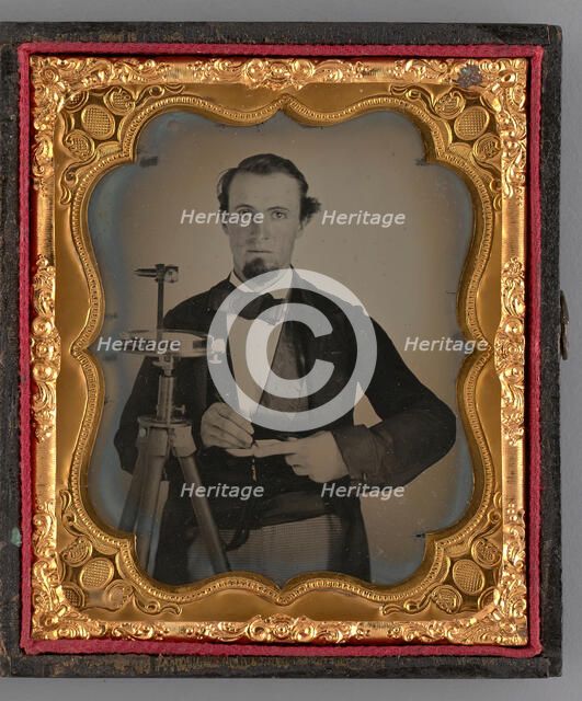 Untitled (Portrait of a Standing Man with a Sextant), 1865. Creator: Unknown.