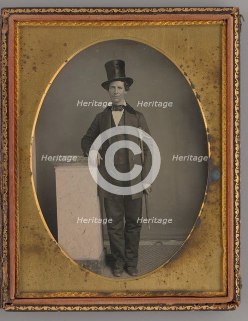 Untitled (Portrait of a Standing Man with a Top Hat), 1857. Creator: Unknown.