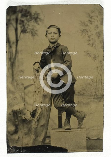 Untitled (Portrait of Boy Leaning), 1850/99. Creator: Unknown.