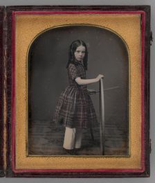 Untitled (Portrait of Girl Holding Stick and Hoop), 1846. Creator: Unknown
