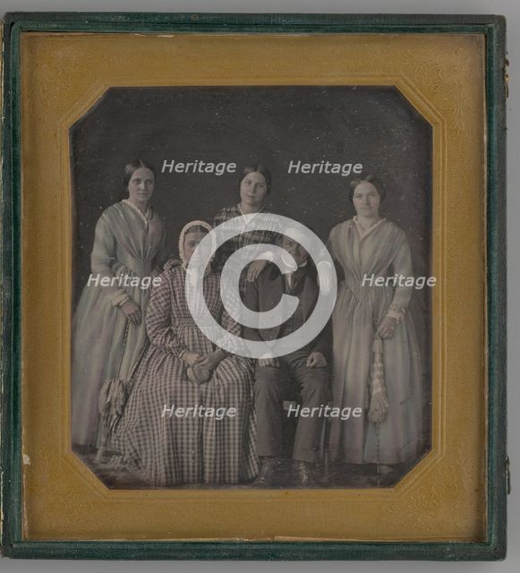 Untitled (Portrait of Four Women and One Man), 1847. Creator: Unknown.