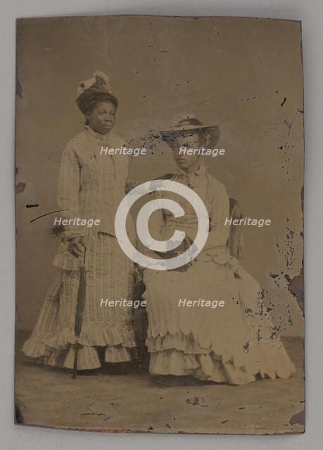 Untitled (Portrait of One Standing Woman and One Seated Woman), 1860s. Creator: Unknown.