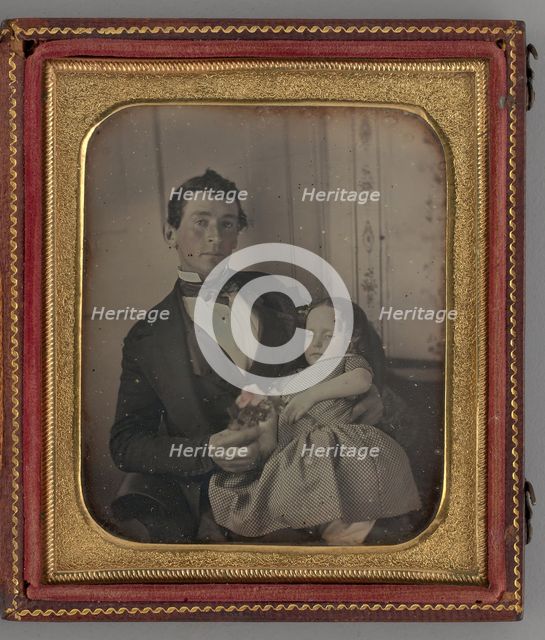 Untitled (Portrait of man Holding a Girl), 1852. Creator: Unknown.