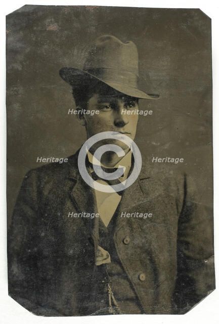 Untitled (Portrait of Man with Hat), 1850/99. Creator: Unknown.