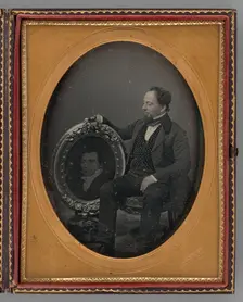 Untitled (Portrait of Man with Painting), 1856. Creator: Jeremiah Gurney