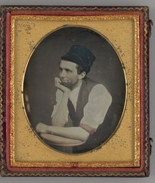 Untitled (Portrait of Seated Man Wearing a Hat), 1854. Creator: Unknown