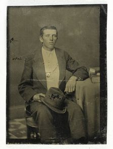 Untitled (Portrait of Seated Man with Hat in Lap), 1850/99. Creator: Unknown