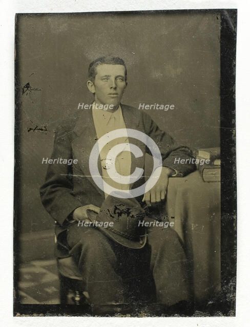 Untitled (Portrait of Seated Man with Hat in Lap), 1850/99. Creator: Unknown.