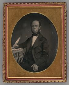 Untitled (Portrait of Seated Man Holding a Quill), 1853. Creator: Unknown