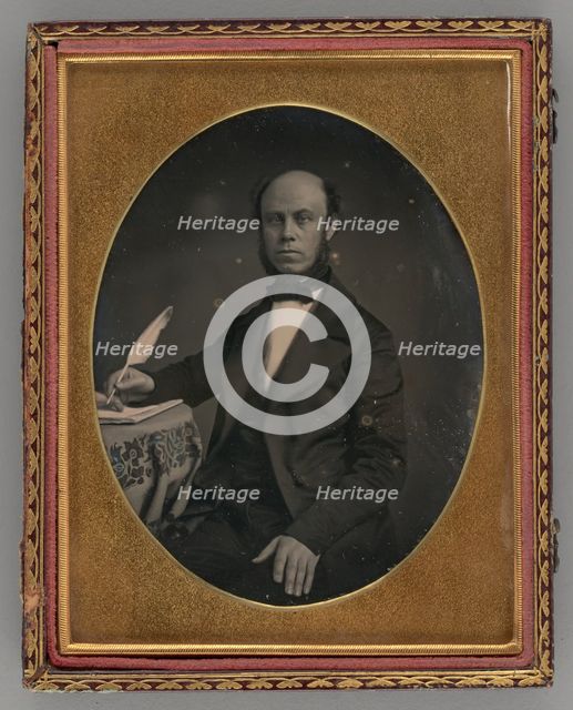 Untitled (Portrait of Seated Man Holding a Quill), 1853. Creator: Unknown.