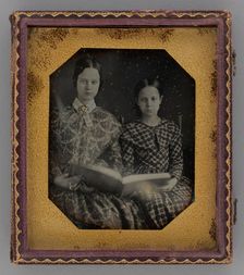 Untitled (Portrait of Seated Two Girls Holding a Book), 1848. Creator: Unknown