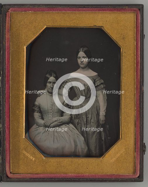 Untitled (Portrait of Seated Woman and Standing Girl), 1847. Creator: Otis H. Cooley.