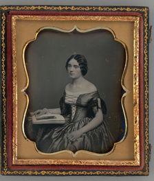 Untitled (Portrait of Seated Woman with Book), 1855. Creator: Unknown