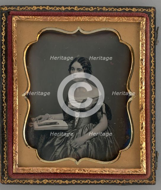 Untitled (Portrait of Seated Woman with Book), 1855. Creator: Unknown.