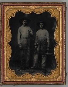 Untitled (Portrait of Standing Two Men Holding Tools), 1875. Creator: Jesse Harrison Whitehurst