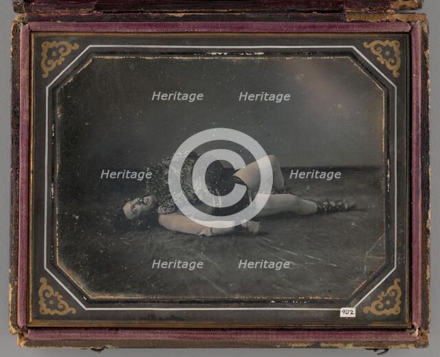 Untitled (Portrait of Wild Animal Tamer Jacob Driesbach with Jaguar), 1850. Creators: William Langenheim, Frederick Langenheim.