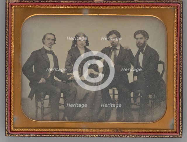 Untitled (Portrait of Three Men and One Woman), 1857. Creator: Unknown.