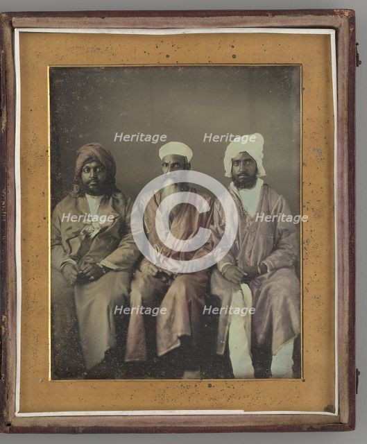 Untitled (Portrait of Three Seated Men Wearing Turbans), 1853. Creator: William Johnson.