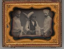 Untitled (Portrait of Three Standing Men), 1858. Creator: Unknown
