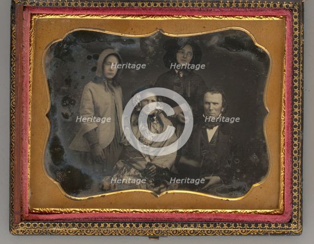 Untitled (Portrait of Three Woman and a Man), 1858. Creator: Unknown.