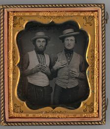 Untitled (Portrait of Two Men Wearing Straw Hats), 1855. Creator: Unknown