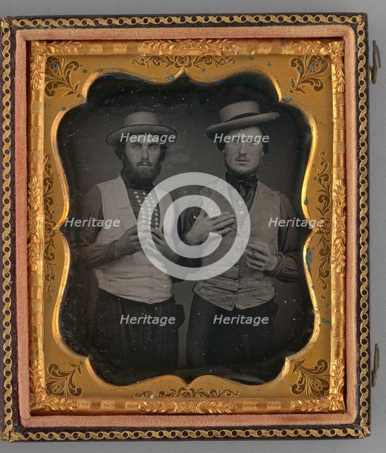 Untitled (Portrait of Two Men Wearing Straw Hats), 1855. Creator: Unknown.