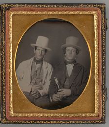 Untitled (Portrait of Two Men with Top Hats), 1855. Creator: Unknown