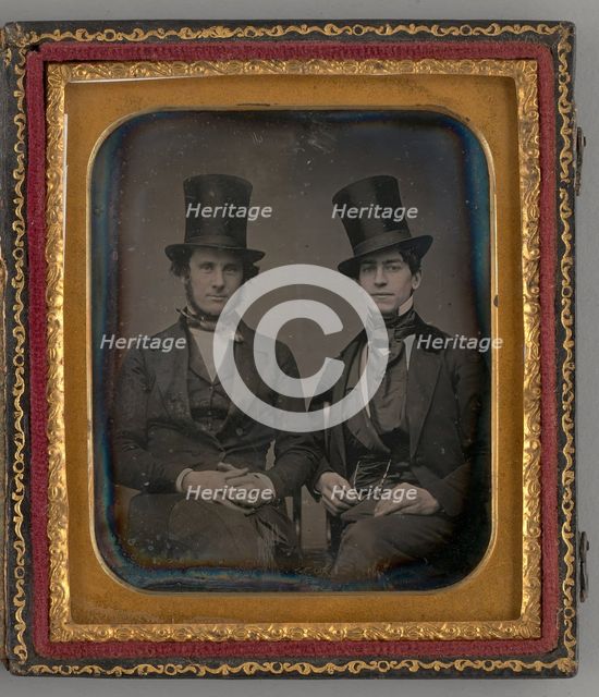 Untitled (Portrait of Two Men with Top Hats), 1855. Creator: Unknown.