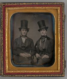 Untitled (Portrait of Two Men with Top Hats), 1855. Creator: Unknown